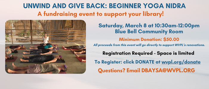 unwind and relax yoga fundraiser for the library